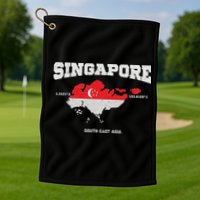 Singapore Flag And Map, Singapore Coordinates Golf Towel