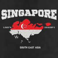 Singapore Flag And Map, Singapore Coordinates Golf Towel