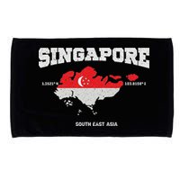 Singapore Flag And Map, Singapore Coordinates Microfiber Hand Towel