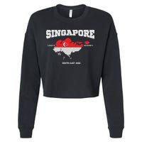 Singapore Flag And Map, Singapore Coordinates Cropped Pullover Crew