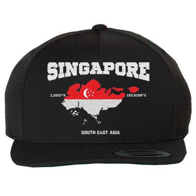 Singapore Flag And Map, Singapore Coordinates Wool Snapback Cap
