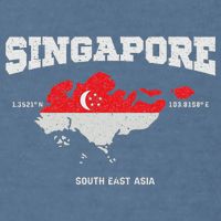 Singapore Flag And Map, Singapore Coordinates Garment-Dyed Sweatshirt