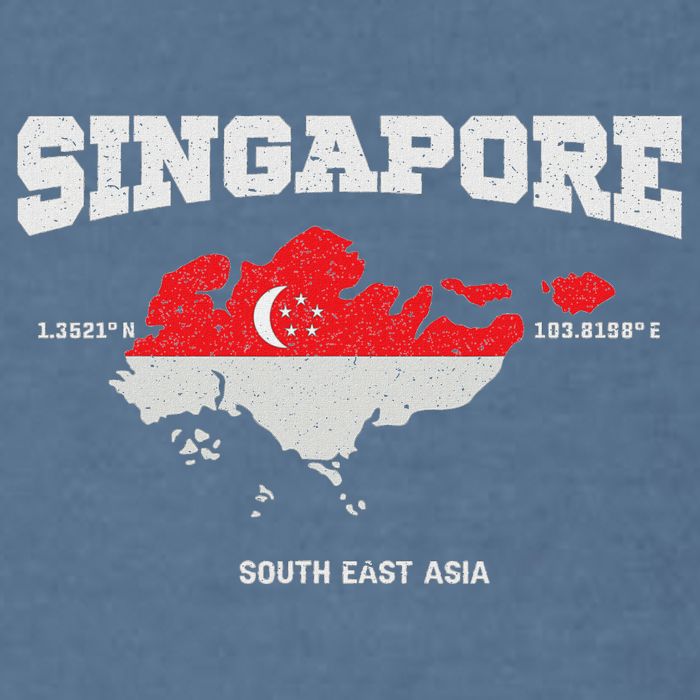 Singapore Flag And Map, Singapore Coordinates Garment-Dyed Sweatshirt