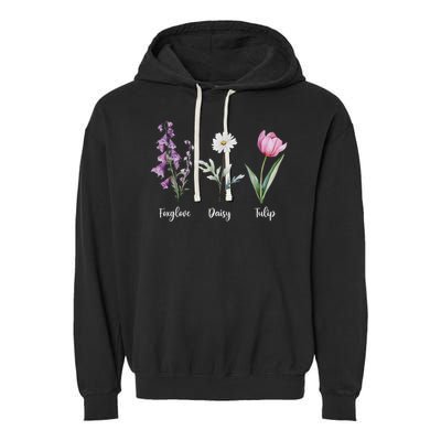 Subtle Floral Anti Trump Shirt Flowers Foxglove Daisy Tulip Garment-Dyed Fleece Hoodie