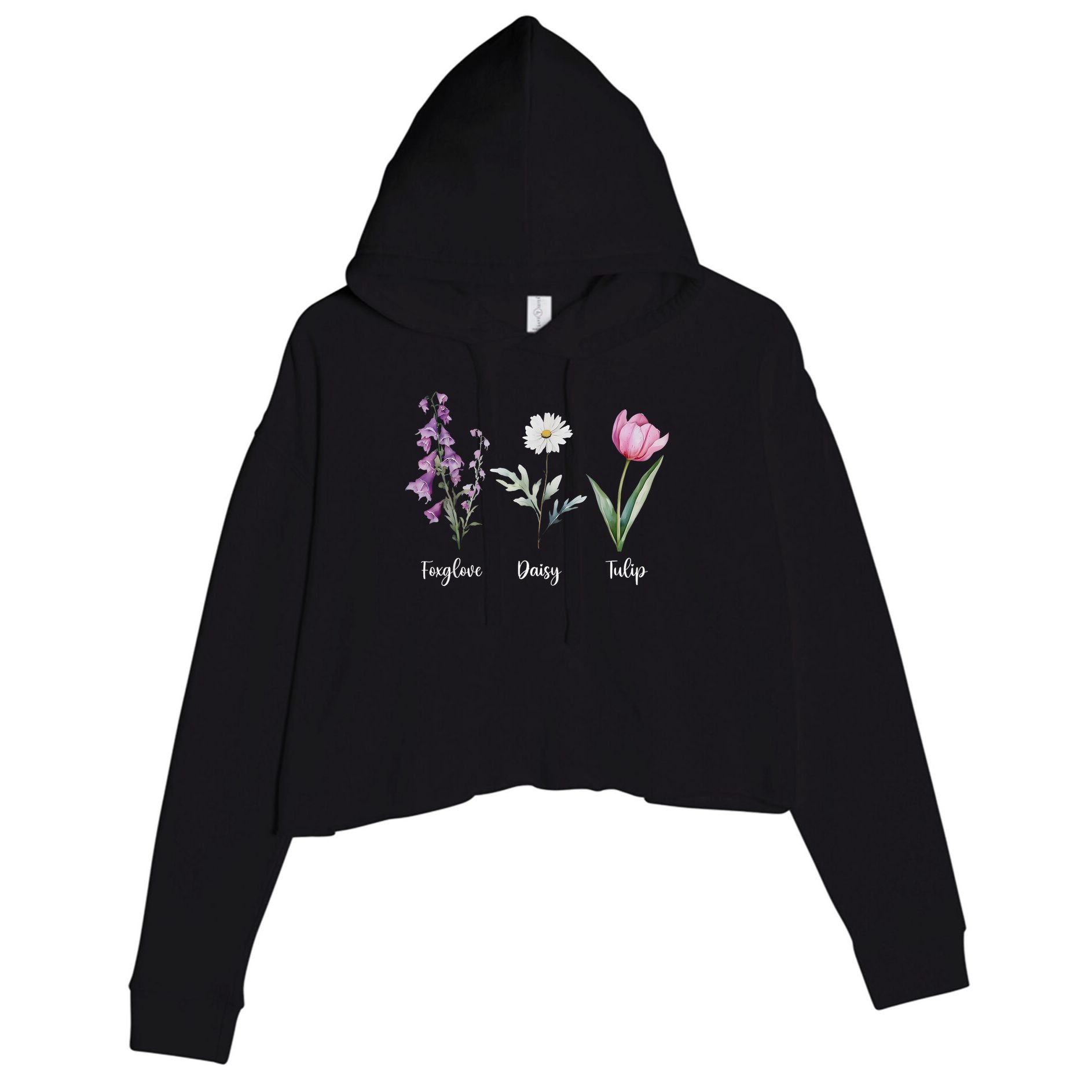 Subtle Floral Anti Trump Shirt Flowers Foxglove Daisy Tulip Crop Fleece Hoodie