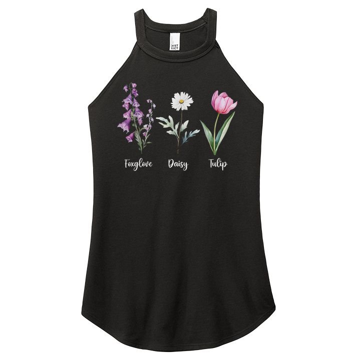 Subtle Floral Anti Trump Shirt Flowers Foxglove Daisy Tulip Women's Perfect Tri Rocker Tank