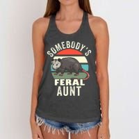 Somebody's Feral Aunt Retro Feral Cat Auntie Animal Cat Mom Women's Knotted Racerback Tank