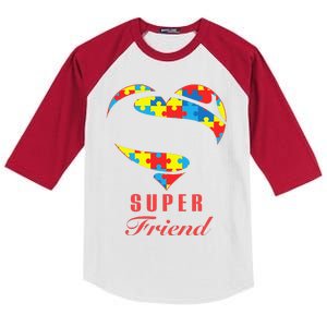 Super Friend Autism Awareness Gifts Autism Heart Kids Colorblock Raglan Jersey