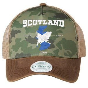 Scottish Flag And Map Scotland Coordinates Legacy Tie Dye Trucker Hat