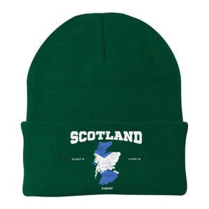 Scottish Flag And Map Scotland Coordinates Knit Cap Winter Beanie