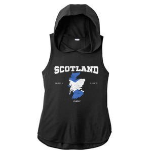 Scottish Flag And Map Scotland Coordinates Ladies PosiCharge Tri-Blend Wicking Draft Hoodie Tank