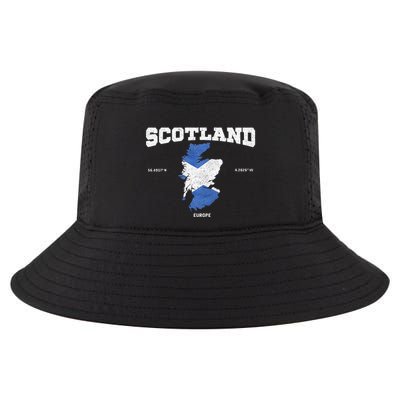 Scottish Flag And Map Scotland Coordinates Cool Comfort Performance Bucket Hat