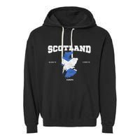 Scottish Flag And Map Scotland Coordinates Garment-Dyed Fleece Hoodie