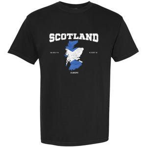 Scottish Flag And Map Scotland Coordinates Garment-Dyed Heavyweight T-Shirt