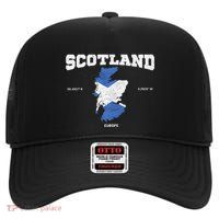 Scottish Flag And Map Scotland Coordinates High Crown Mesh Back Trucker Hat