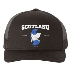 Scottish Flag And Map Scotland Coordinates Yupoong Adult 5-Panel Trucker Hat