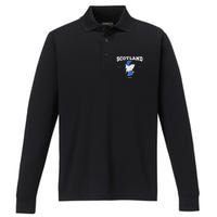 Scottish Flag And Map Scotland Coordinates Performance Long Sleeve Polo