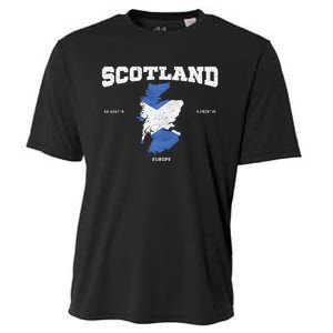 Scottish Flag And Map Scotland Coordinates Cooling Performance Crew T-Shirt