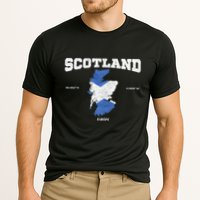 Scottish Flag And Map Scotland Coordinates Performance Shirt