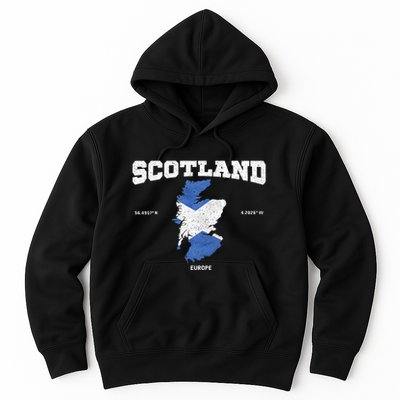 Scottish Flag And Map Scotland Coordinates Hoodie