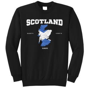 Scottish Flag And Map Scotland Coordinates Sweatshirt