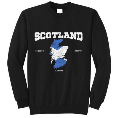 Scottish Flag And Map Scotland Coordinates Sweatshirt