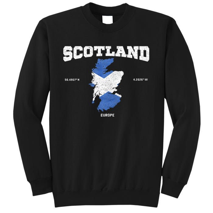 Scottish Flag And Map Scotland Coordinates Sweatshirt