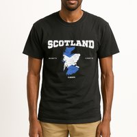 Scottish Flag And Map Scotland Coordinates Tall T-Shirt