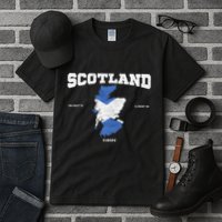 Scottish Flag And Map Scotland Coordinates Tall T-Shirt
