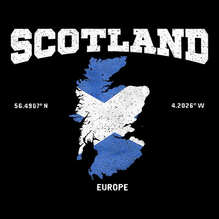 Scottish Flag And Map Scotland Coordinates Tall T-Shirt