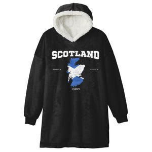 Scottish Flag And Map Scotland Coordinates Hooded Wearable Blanket