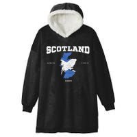 Scottish Flag And Map Scotland Coordinates Hooded Wearable Blanket