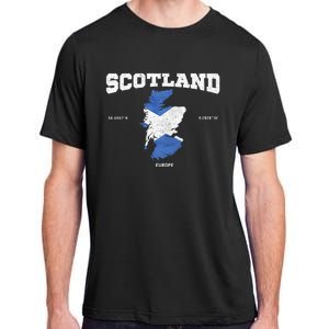 Scottish Flag And Map Scotland Coordinates Adult ChromaSoft Performance T-Shirt