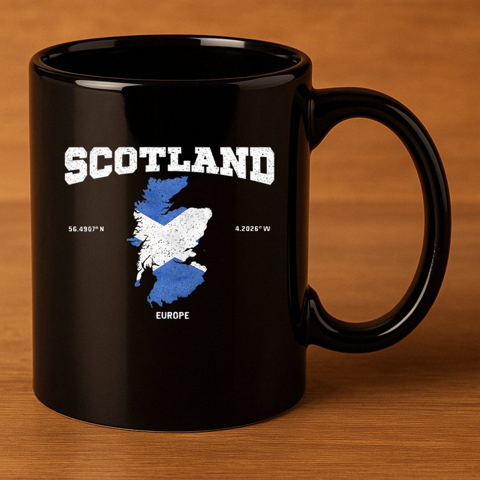 Scottish Flag And Map Scotland Coordinates 11oz C Handle Ceramic Mug