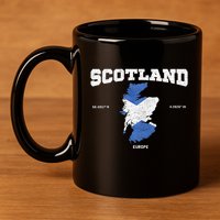 Scottish Flag And Map Scotland Coordinates 11oz C Handle Ceramic Mug