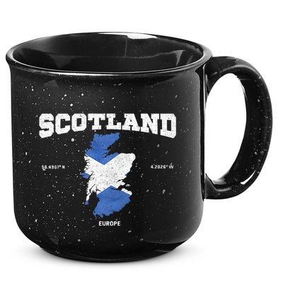 Scottish Flag And Map Scotland Coordinates 15oz Campfire Ceramic Mug