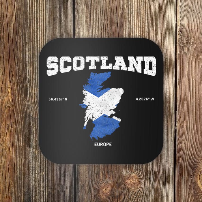 Scottish Flag And Map Scotland Coordinates Coaster