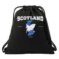 Scottish Flag And Map Scotland Coordinates Drawstring Bag