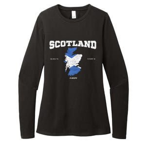 Scottish Flag And Map Scotland Coordinates Womens CVC Long Sleeve Shirt