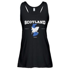 Scottish Flag And Map Scotland Coordinates Ladies Essential Flowy Tank