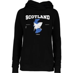 Scottish Flag And Map Scotland Coordinates Womens Funnel Neck Pullover Hood