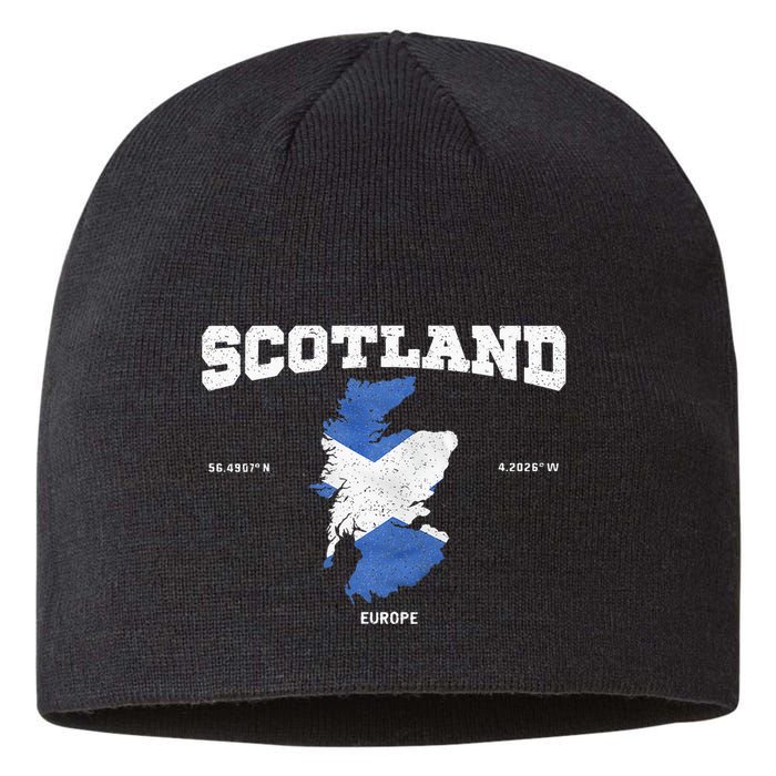 Scottish Flag And Map Scotland Coordinates Sustainable Beanie