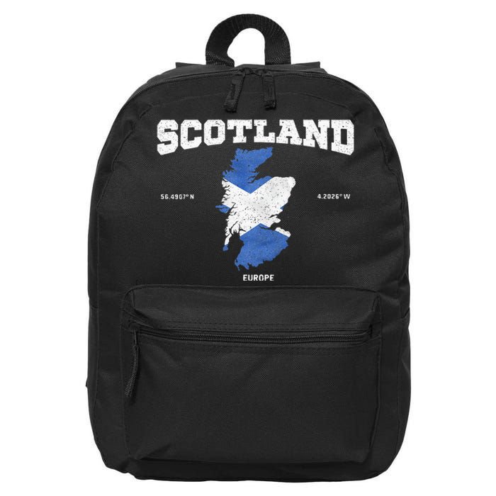 Scottish Flag And Map Scotland Coordinates 16 in Basic Backpack