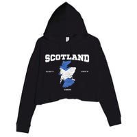 Scottish Flag And Map Scotland Coordinates Crop Fleece Hoodie