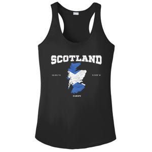 Scottish Flag And Map Scotland Coordinates Ladies PosiCharge Competitor Racerback Tank