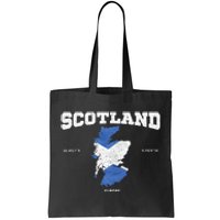 Scottish Flag And Map Scotland Coordinates Tote Bag