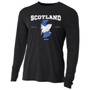 Scottish Flag And Map Scotland Coordinates Cooling Performance Long Sleeve Crew