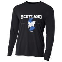 Scottish Flag And Map Scotland Coordinates Cooling Performance Long Sleeve Crew