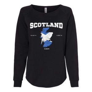 Scottish Flag And Map Scotland Coordinates Womens California Wash Sweatshirt