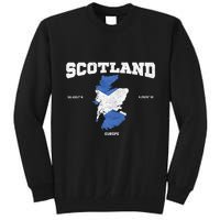 Scottish Flag And Map Scotland Coordinates Tall Sweatshirt